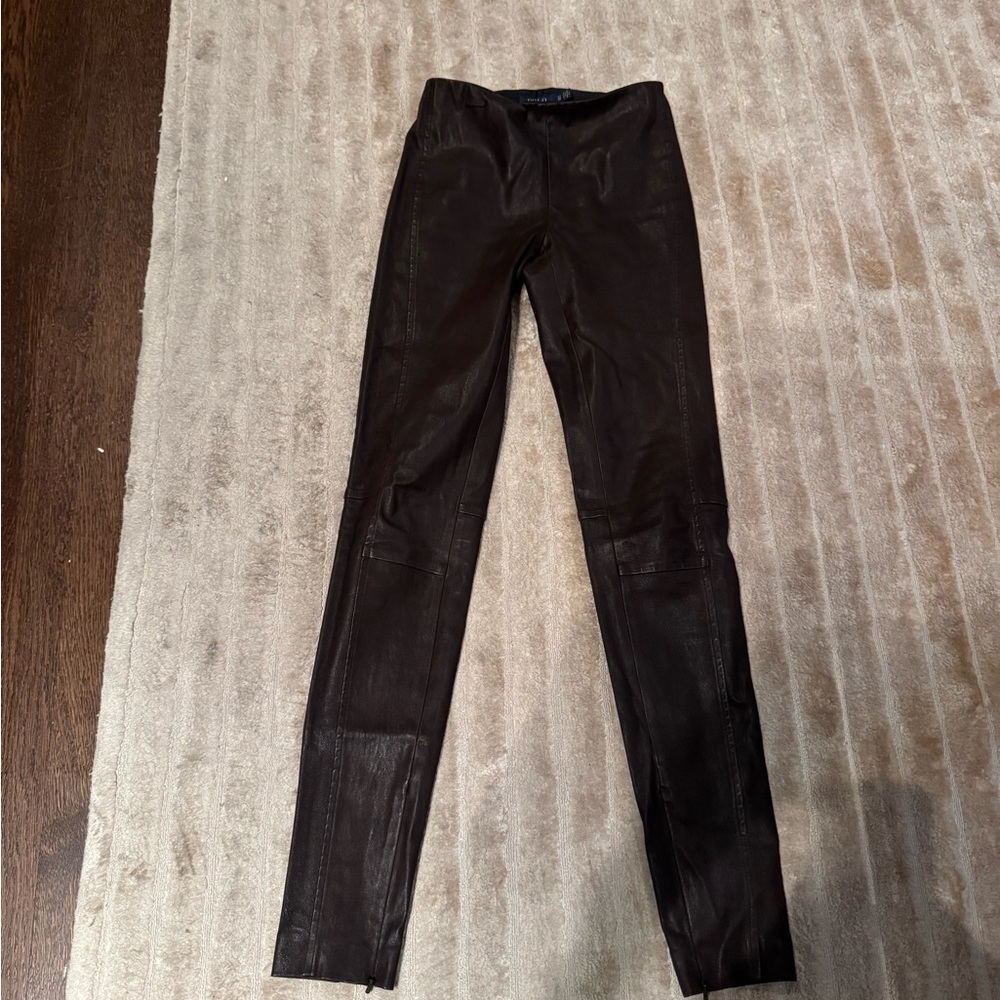 Polo Ralph Lauren Leather Leggings Dark Brown XS